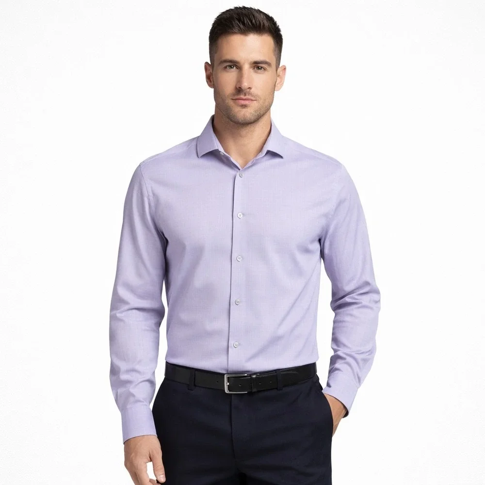 Calvin Klein Slim Fit Dress Shirt Mens Large Lavender Non Iron Button Up‎